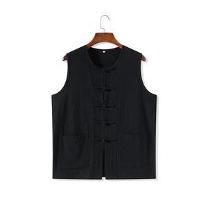 夏季风棉麻背心盘扣中式复古透气无袖马甲MK19-P35，男装背心/马甲，星座217-5