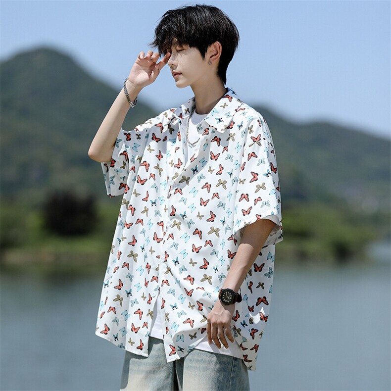 8XL-M花衬衫男短袖夏季薄款冰丝半袖宽松大码休闲外套DC28008P38,男装衬衫,电商B312