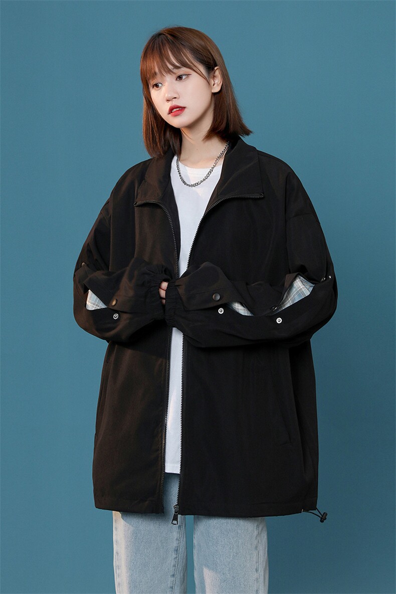 JK3089/P55春装中性风排扣运动夹克男韩版大码宽松外套上衣控68,女装短外套,电商A141