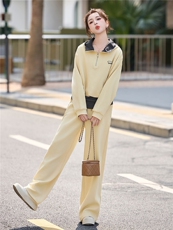 连帽卫衣阔腿裤套装女早春季2026新款时髦洋气拼色休闲运动两件套，女装套装/套裙，浙宝029