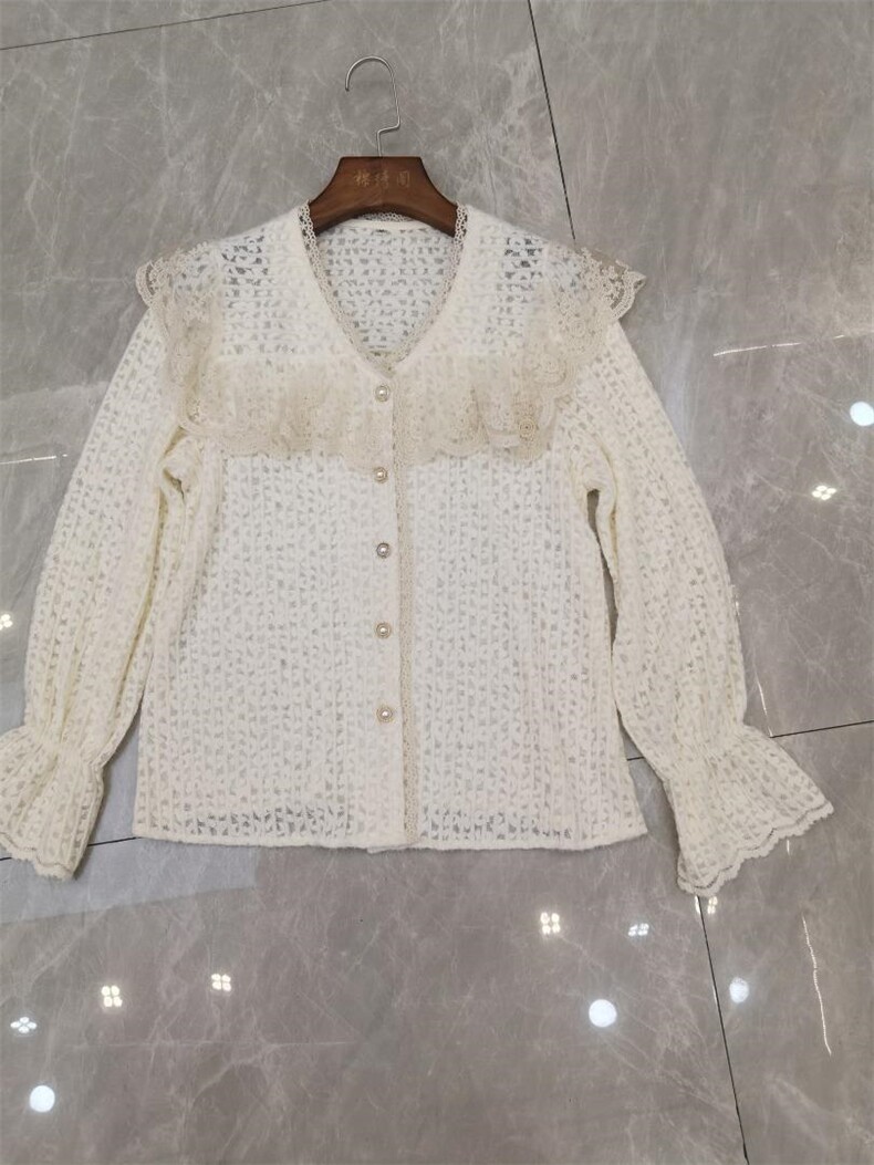 【现货】秋季兔毛工艺料拼接蕾丝开衫，其它，锦绣阁