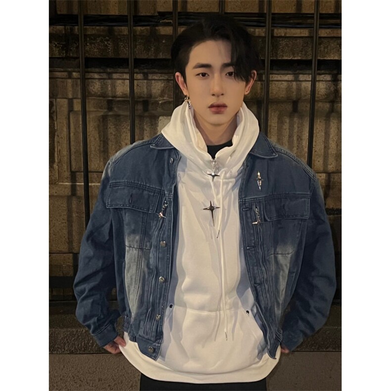 《自拍图》春季短款牛仔外套日系ins慵懒百搭新款WJ06-P88，男装工装外套，星座1109-4