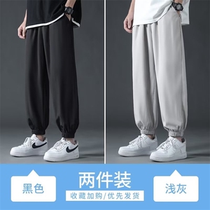 现货外贸欧码2026夏季新款男士休闲大码休闲裤大码冰丝裤 K30图片