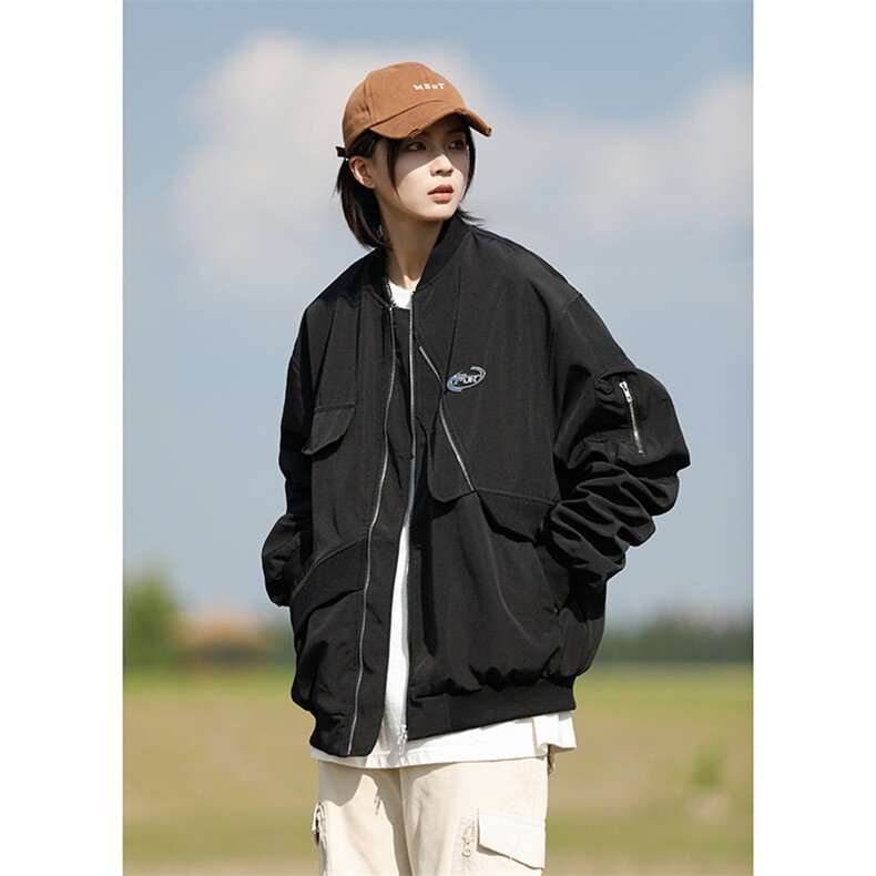 美式街头铁标棒球服情侣外套小众飞行夹克XZ225-3-JK01-P90控125,男装夹克,星座225-3