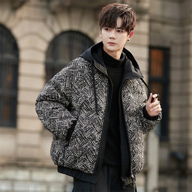 新款冬季连帽羽绒服男短款90白鸭绒加厚外套2799P480图片