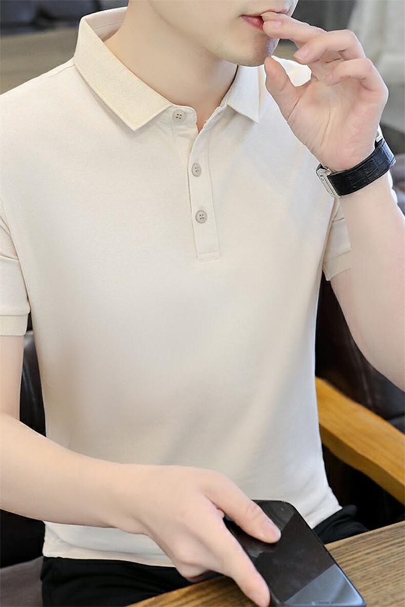 72913-P40纯色POLO衫男士潮牌商务珠地棉翻领保罗短袖T恤男,男装T恤,电商D310B