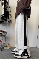 8XL-M特大码美式复古撞色拼接运动裤男潮牌宽松阔腿休闲裤K958P58，男装休闲裤，电商D206-1