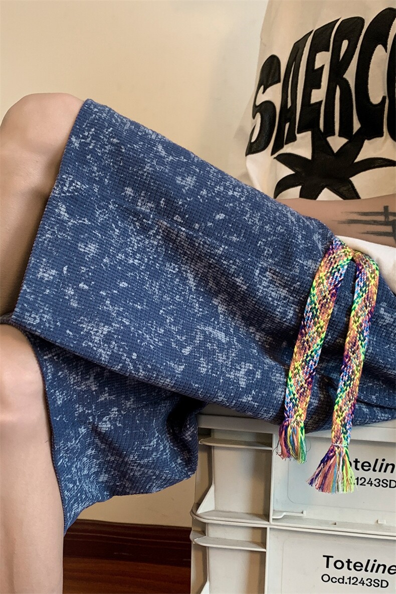 特批P30无差价夏新华夫格扎染五分短裤男休闲大码潮牌运动裤DK65,男装牛仔裤,电商A001-1