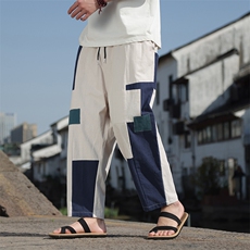 风乞丐补丁棉麻裤K204-P60，男装休闲裤，星座816A（原B366）