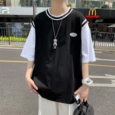 男圆领T恤宽松假两件短袖T205P28，男装T恤，星座1116-2