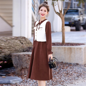 法式连衣裙女2025春秋新款高级感小香风马甲红色长袖衬衫裙套装裙图片