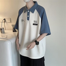 夏季短袖POLO衫男韩版潮流贴标拼色个性2025夏季insT恤WB091-P32，男装Polo衫，星座412-2