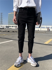 B230档纯黑色光板修身小脚弹力铅笔裤男牛仔裤P85，男装牛仔裤，电商B230