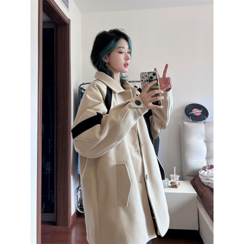 中长款情侣呢子大衣男2025秋冬季呢子外套女XZ514-2-672-P118,女装短外套,星座514-2(原B239)