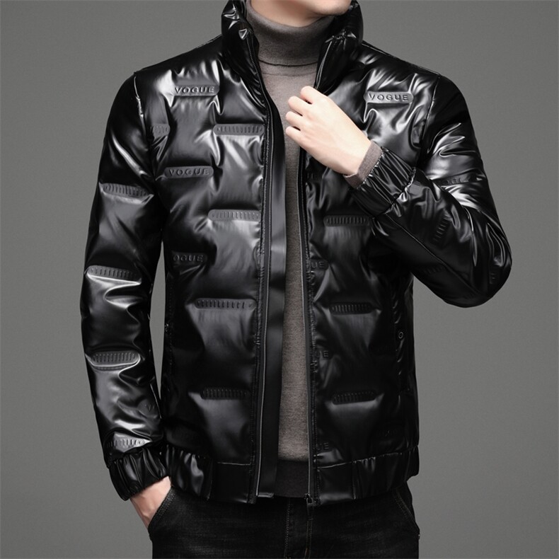 21冬装新款中年男士亮面羽绒服男短款立领羽绒服外套SNN011-P170,男装羽绒服,电商B212（原钱塘6029）