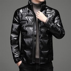 21冬装新款中年男士亮面羽绒服男短款立领羽绒服外套SNN011-P170，男装羽绒服，电商B212（原钱塘6029）