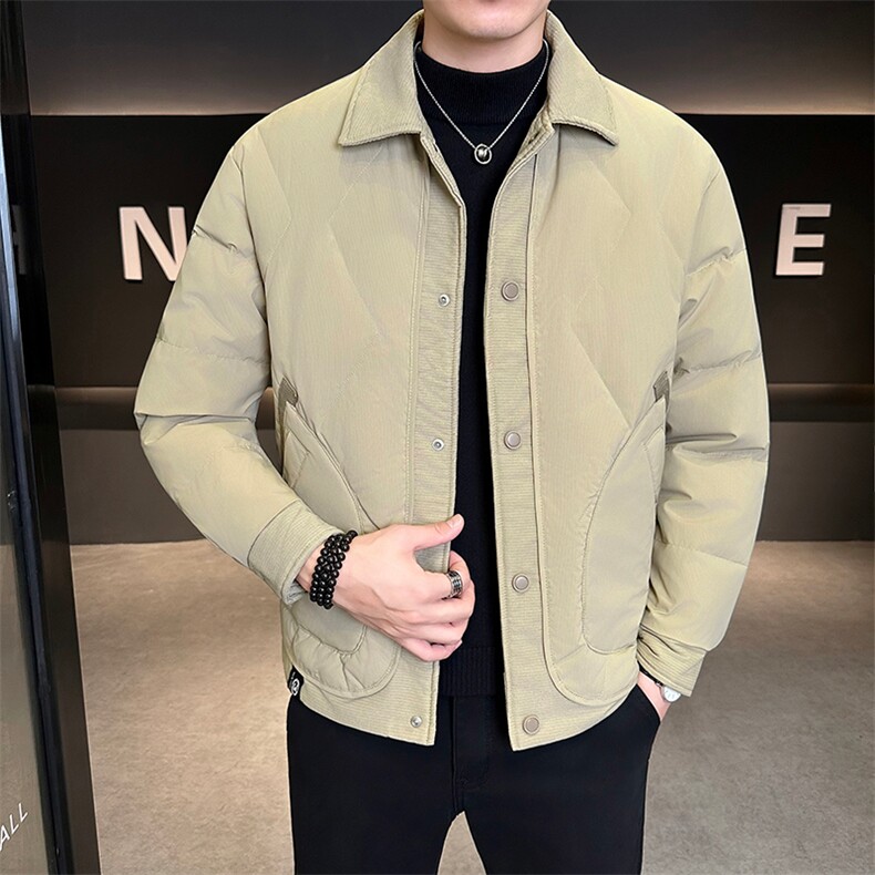 新款男士小翻领羽绒服夹克加厚防寒内外穿两用309B-3-81061-P195图片