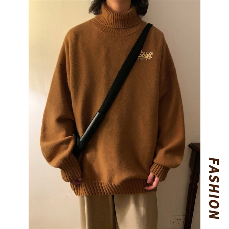 高质量！秋冬季高领毛衣男士加绒加厚翻领针织衫男毛衣FL79-P45图片