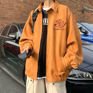 春季新款重磅麂皮绒美式刺绣夹克外套刺绣W173P75图片