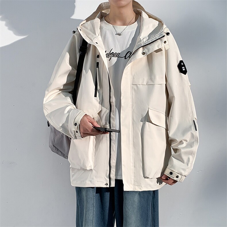 春秋户外冲锋衣男女同款防风防水连帽工装外套登山服夹克2481-P75,男装夹克,星座1403B