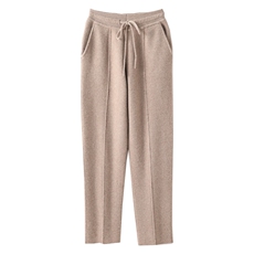 2024早秋季新款刺绣松紧宽松简约大气长裤小脚裤，女装休闲裤，片语羊绒