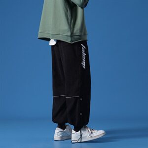 2021新款 蓝墙灯芯绒黑色休闲宽松运动裤A061-K1859-P45控价65图片