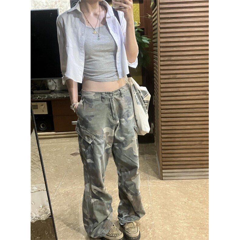 【有货】军绿色伐木迷彩工装裤男美式vibe裤子高街K7049HH-特P55,男装工装外套,星座1007（原301D）