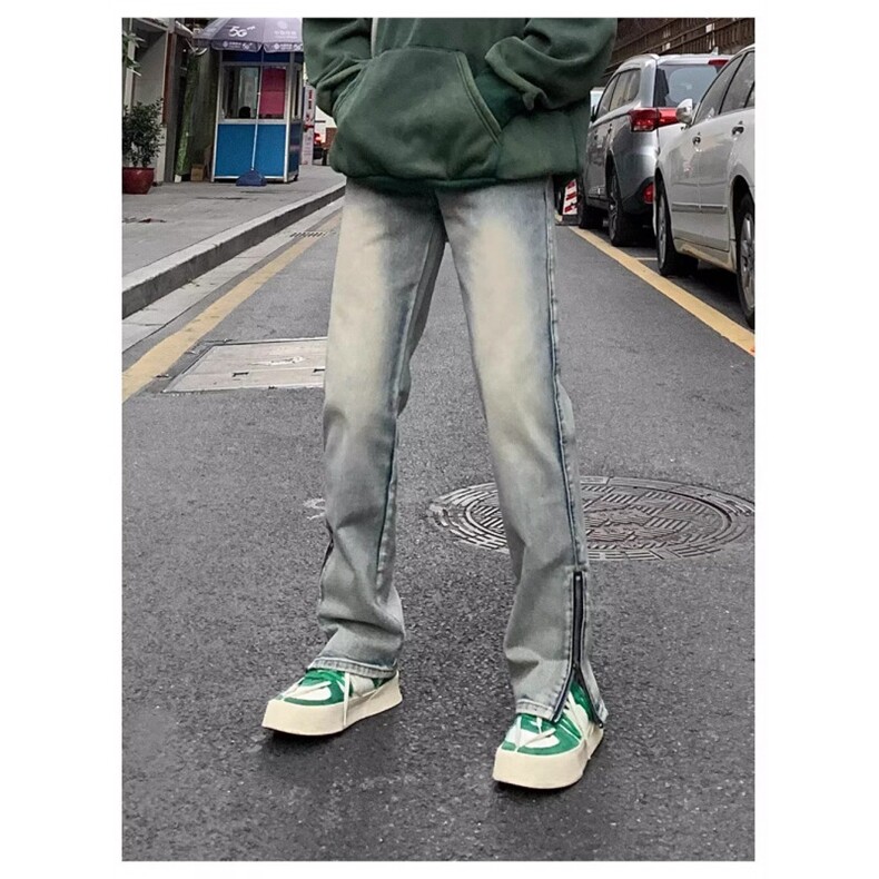 潮牌美式vibe水洗做I旧拉链牛仔裤男女高街修身显高显瘦Z993 P39图片