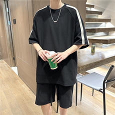 夏季短袖t恤休闲运动套装男士大码短裤子2023新款一套半袖上衣服，男装休闲套装，电商B278