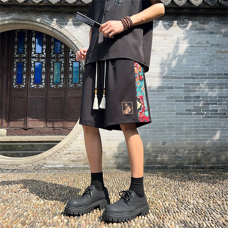 短裤男夏季美式复古拼接五分裤潮牌宽松大码XZ102B-1DK2410P30,男装牛仔裤,星座102B-1