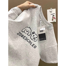 H0501-P25足230克纯棉包领高品质抖音天猫质量卡通印花，女装T恤，星座617A-2