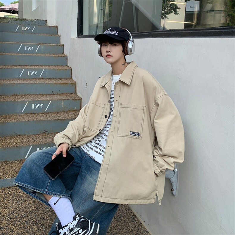 XZ213-JK21-P75控88港风大码日系cityboy高级感翻领工装衬衫夹克,男装夹克,星座213