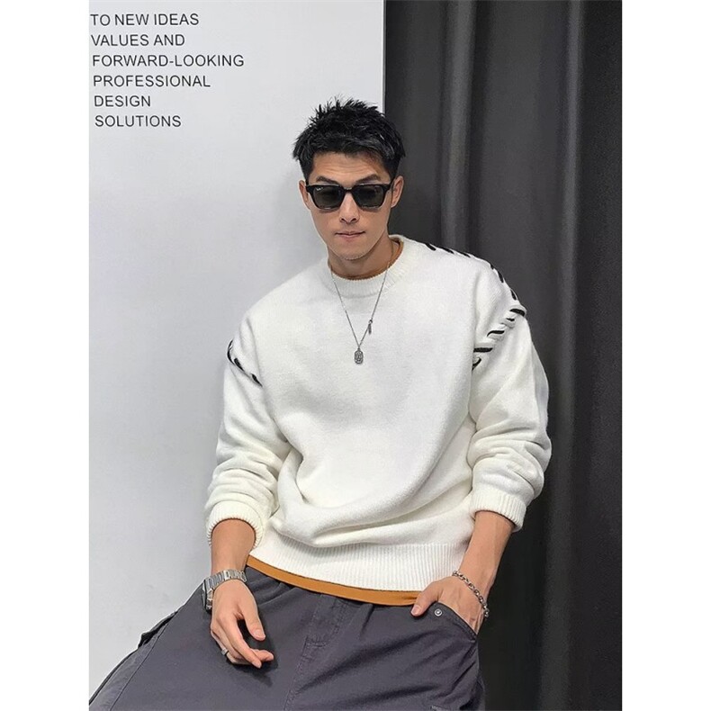 1506A/GMY090/P56秋冬加厚毛衣男韩版潮流宽松拼接针织衫,男装针织衫/毛衣,星座1506A