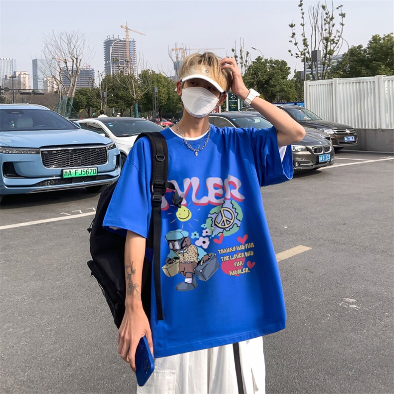 夏重磅落肩袖短袖t恤卡通趣味印花美式半袖上衣XZ514-2-1293-P28,男装T恤,星座514-2(原B239)