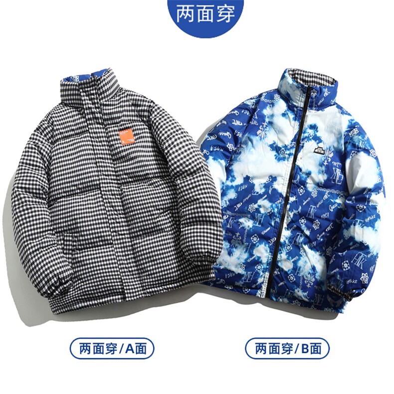 双面穿2025冬装格子棉衣男立领棉服女宽松棉袄外套3327-P100控148，男装棉衣，星座207