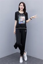 运动套装女夏2024新款潮牌时尚女款醋酸哈伦裤休闲两件套洋气时髦，女装套装/套裙，梦依杭