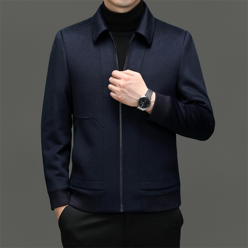 2023年秋冬新款男士外套立领休闲双面尼外套夹克，男装毛呢大衣，电商B360