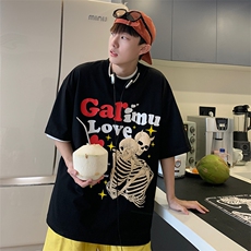 短袖美式潮复古骷髅发泡立体印花T恤打底衫G017-P40控58，男装T恤，星座216(原A116)