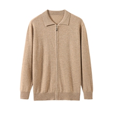 LOPO领全拉链开衫商务休闲长袖保暖35%男装，男装羊绒开衫，飞邦羊绒