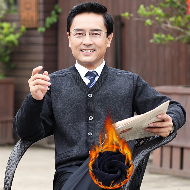 213/加绒加厚开衫男中老年毛衣老人保暖钮扣毛线衣冬装打底衫,男装针织衫/毛衣,星座1216（原钱塘722）