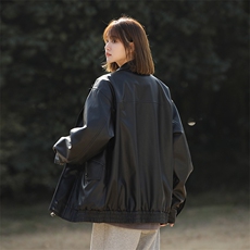 春季数据款机车PU皮夹克翻领宽松男女同款外套6622-P78，男装夹克，星座914-3