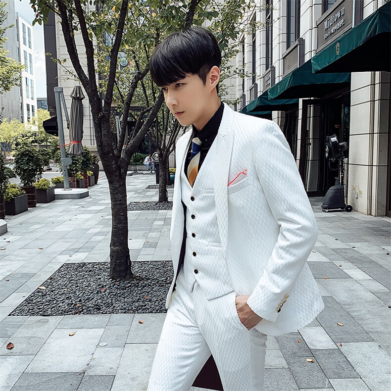 秋冬新款纯色西服套装男三件套小西装外套 A470-1-TZ99图片