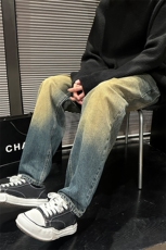 美式宽松复古黄泥直筒裤休闲牛仔裤男潮有大码902A/3702/P58，男装牛仔裤，星座902A