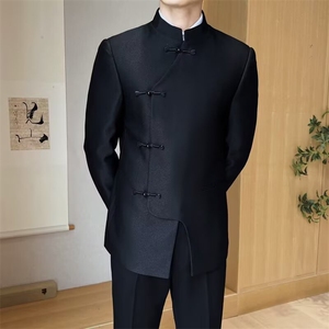 新中式盘扣立领西服风西装高级感外套垫肩大码S-5XL JAK45 P68图片