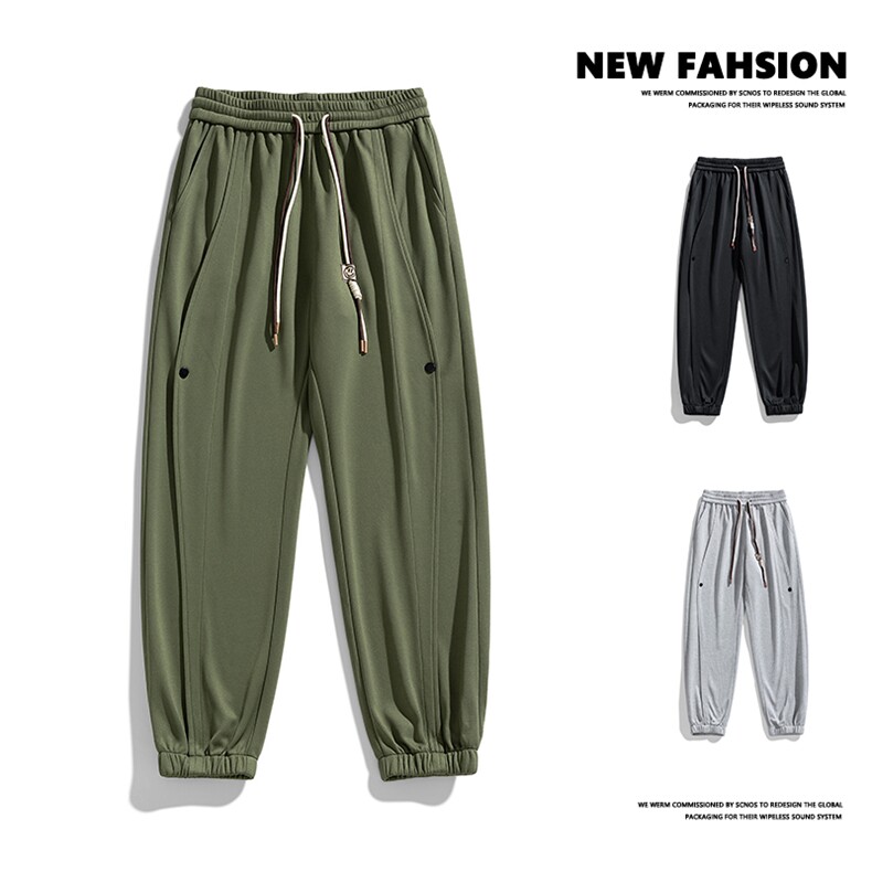 秋季大码男士M-8XL时尚休闲个性拼接束脚休闲裤 大码图片