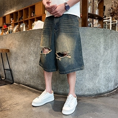 夏季痞帅破洞牛仔短裤Z040#-P45，男装牛仔裤，星座905