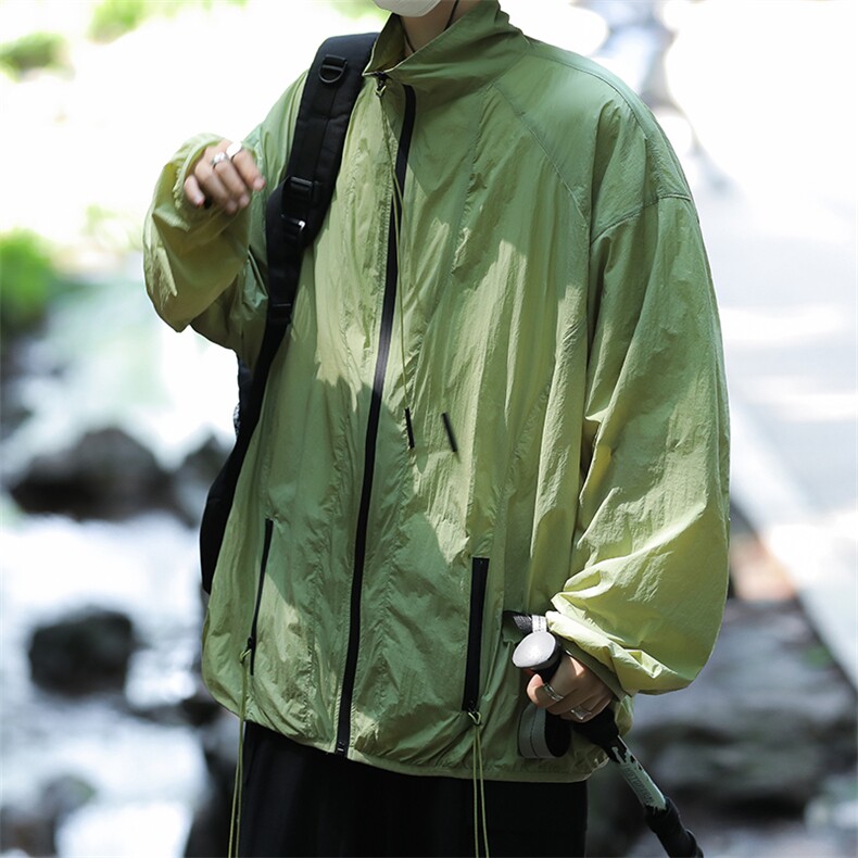 2024年夏季夏季港风日系复古户外冰丝皱连帽防晒衣男女FS120-P58,男装防晒衣,星座313A(原308A-2)