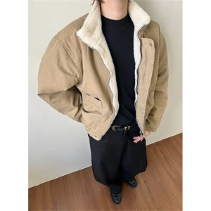 羊羔毛立领棉服男款冬季复古工装夹克加厚保暖棉衣外套 JM6031图片
