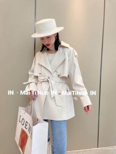 春装风衣女中长款英伦风韩版气质腰带百搭显瘦外，女装风衣，麦缇诺