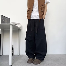 美式工装裤男直筒阔腿休闲裤2025年新款时尚潮流ins长裤KZ128-P55，男装工装外套，星座308B-2